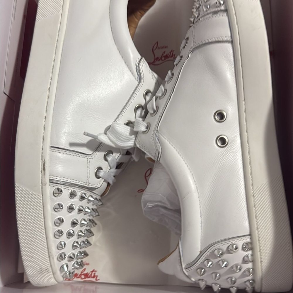 Christian Louboutin White Spiked Sneakers